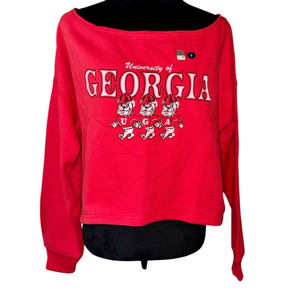 Off-the-Shoulder Red Sweatshirt
